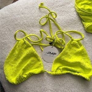 JMP Neon Yellow Textured Bikini Top